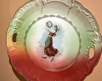 Continental Porcelain Cabinet Plate with Tambourine Dancer, Austria