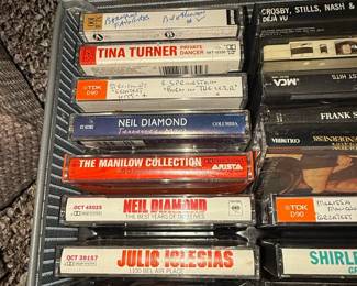Vintage Cassette Tape Collection with Carrying Case