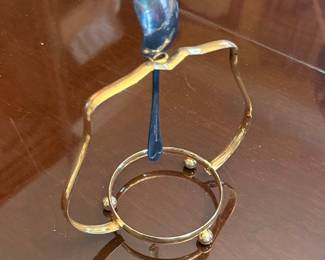 Vintage Glass Jam Jar with Spoon and Gold-Tone Stand