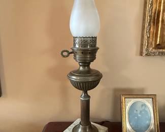 Victorian Brass Electrified Oil Lamp