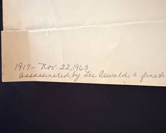 John F. Kennedy Facsimile Signature Portrait Print with Assassination Details