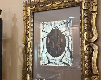 Mid-Century Modern Beetle Woodcut Print