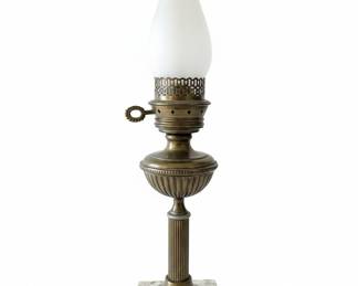Victorian Brass Electrified Oil Lamp