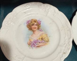 Vintage Portrait Cabinet Plates - "French Country Girl Chic"