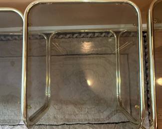 Mid-Century Modern Brass and Smoked Glass Nesting Tables, Set of 3