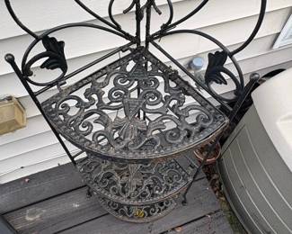 Victorian-Style Wrought Iron Corner Plant Stand