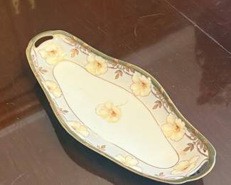 R.S. Germany Porcelain Hand Painted Floral Celery Dish