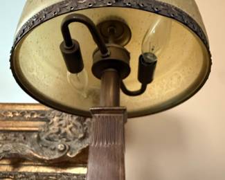 Antique Charles Parker Art Nouveau Slag Glass Table Lamp