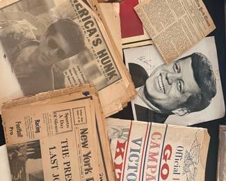 Collection of Vintage John F. Kennedy Political Memorabilia and Newspapers