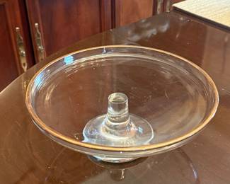 Vintage Glass Cake Stand with Gold Trim