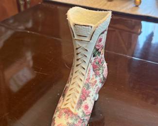 Porcelain Floral Lace-Up Boot Figurine