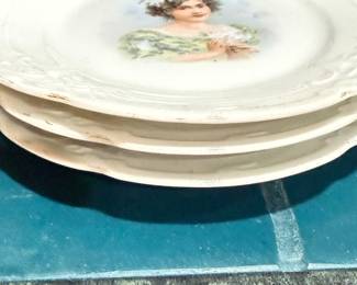 Vintage Portrait Cabinet Plates - "French Country Girl Chic"