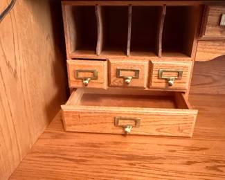 Vintage Oak Roll-Top Desk and Chair Set