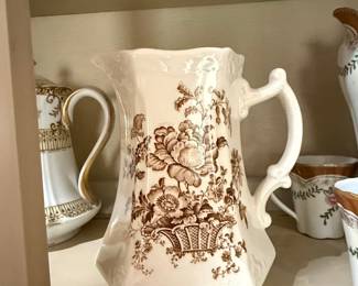 Alfred Meakin Charlotte Brown Floral Transferware Pitcher