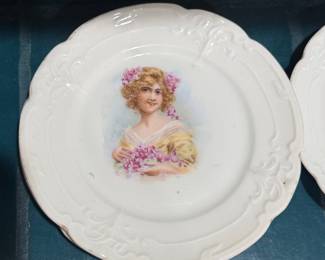 Vintage Portrait Cabinet Plates - "French Country Girl Chic"