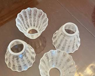 Vintage Frosted Glass Floral Etched Bell Lamp Shades