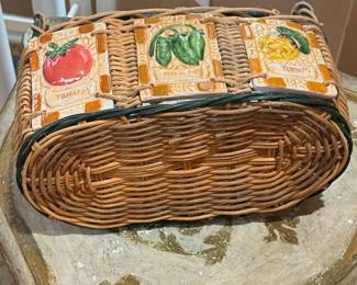 Wicker Vegetable Garden Basket with Ceramic Tiles
