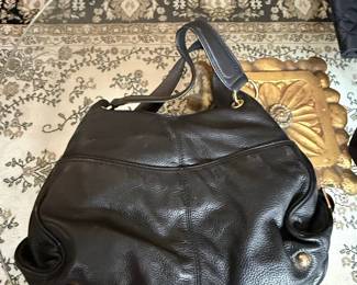 Michael Kors Black Pebbled Leather Hobo Bag with Gold Hardware