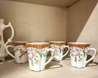 R.S. Prussia Porcelain Chocolate Set with Pink Roses