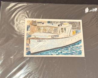 Barry Garelick Watercolor Painting of Boat Liberty