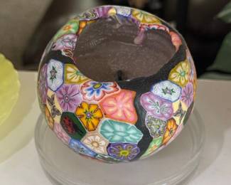 Millefiori Polymer Clay Sphere Candle Holder