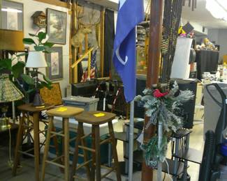 Flag pole with holder