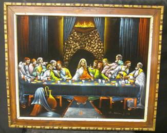 Black Velvet Painted Last Supper
