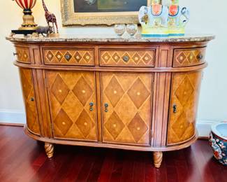 Embossed console with tessellated stone top...