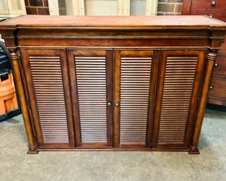 Two piece entertainment/storage cabinet (together approximately 8ft) detail...