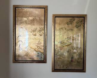 Large vintage gold leaf Chinoiserie panels by LaBarge...