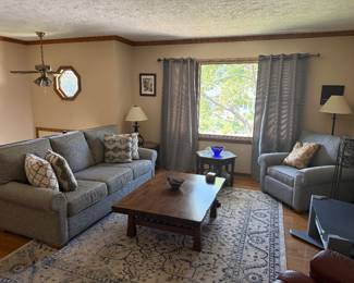 Very nice sofa and large chair, coffee table and side tables. 