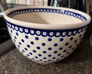 Large Polish pottery bowl.