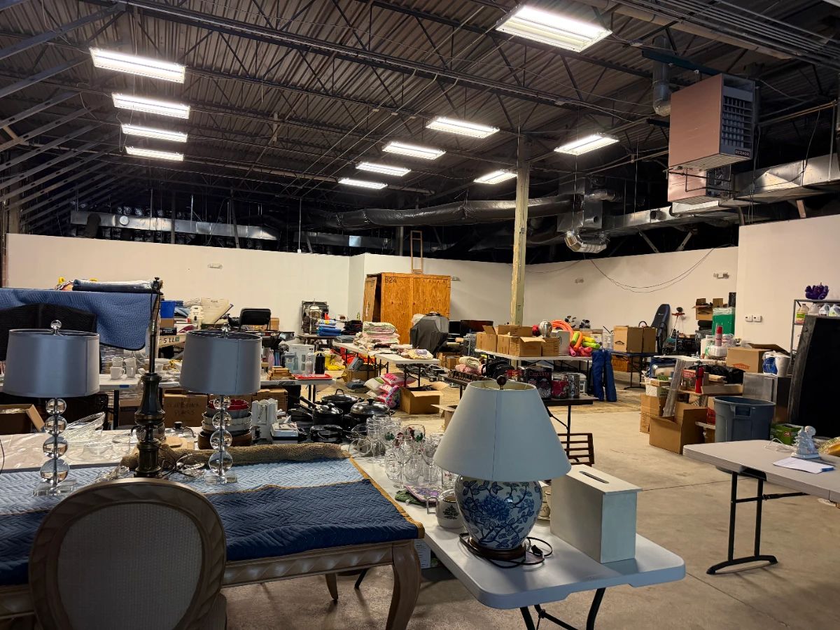 large warehouse packed with furnituore, tools, household items, home decor, outdoor equipment and much ore