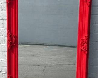 flocked framed mirror