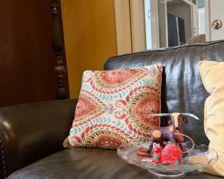Netuzzi Leather Sofa and Oaxaca Alebrijes
