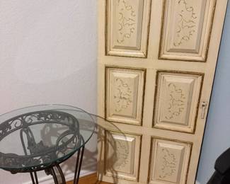 Foldable side table and small antique door