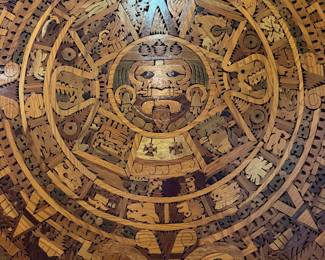 Large wooden Aztec Calendar