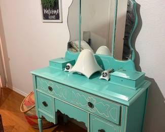 Antique Vanity and Speakers