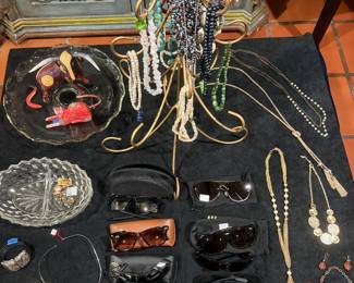 Silver & stone jewelry & designer sunglasses