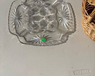 Decorative glass serving dish