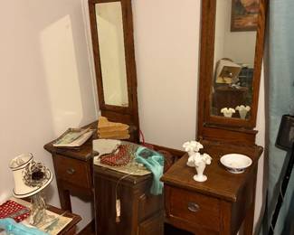 Antique wooden vanity or dressing table