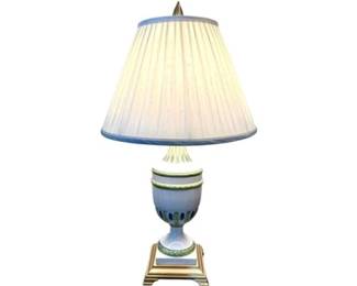 Italian Faience Pottery Table Lamp On Brass Base