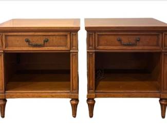 Pair Of Henredon Custom Folio One Mid-Century Modern Walnut Nightstands