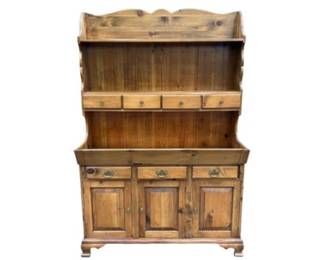 Antique Country Pine Server And Hutch
