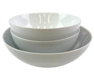 3 Crate & Barrel White Porcelain Bowls 2 Sizes