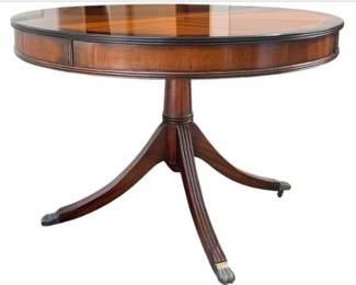 Vintage Mahogany Pedestal Dining Table With Regency Style Claw Feet