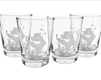 Vintage Etched Glass Tumblers Featuring StarKist Charlie The Tuna