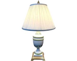Italian Faience Pottery Table Lamp On Brass Base