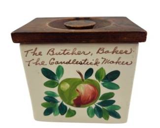 Ceramic Canister With Wooden Top