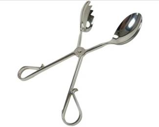 Italian Silver Plate Salad Tongs - Signed E.P. Zinc Italy
